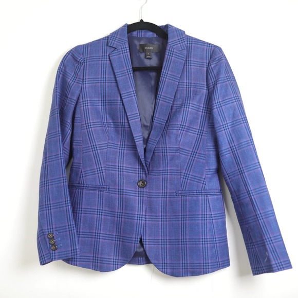 J. Crew Jackets & Blazers - J. Crew Blue Pink Plaid Dark Academia Aesthetic Work Friendly Blazer Jacket